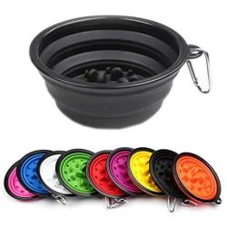 N/P 350ML/1000ML Folding Pets Slow Food Bowl,Silicone Pet Feeding Bowls Toys Outdoor