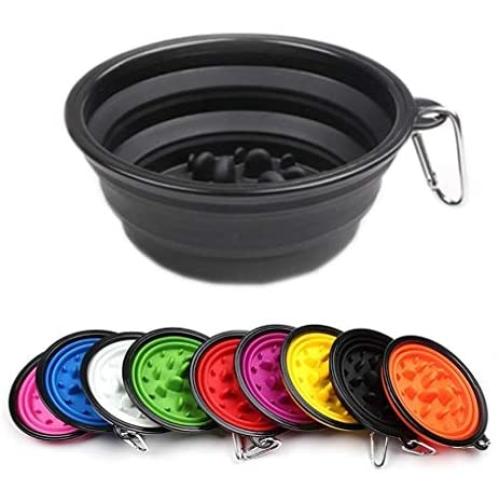 N/P 350ML/1000ML Folding Pets Slow Food Bowl,Silicone Pet Feeding Bowls Toys Outdoor