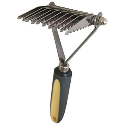 Pixikko 10-Blade De-Matting Tool Comb/Rake for Medium/Long Hair Dogs & Cats