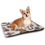 DayDayFun Vintage Pad Pet Retro Nostalgic 60s 70s Fashion Stripes Vertical Pattern Vintage Pet Mats for Food and Water Orange Mustard Dust Cream