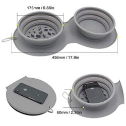 Aibada Double Collapsible Dog Bowl, Food Grade Silicone BPA Free Portable Dog Bowl, Foldable Cup Dish for Pet Cat Food Water Feeding Portable Travel Bowl