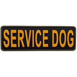 uuKen Service Dog Patch PVC Gold Yellow 6x2 inches Hook Back K9 Working Dog in Training PVC Military Tactical for Tactical Vest Harness K9 Collar (Black and Yellow, 6''x2'')