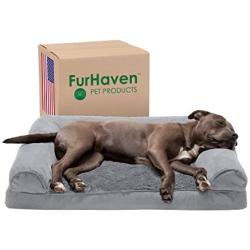 Furhaven Pet - Plush Sofa Orthopedic Dog Bed, L Shaped Chaise Dog Bed, Ergonomic Contour Cradle Lounger, Calming Donut Dog Bed, and More for Dogs and Cats - Multiple Sizes, Styles, and Colors