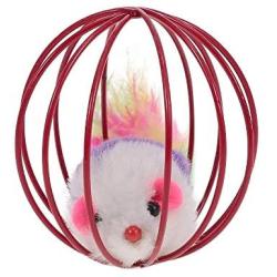 QERNTPEY Pet Toy Cat Toy Plush Mouse Rat in Cage Ball Metal Interactive Toy for Cat Kitten Pet Toy Interact with Pets