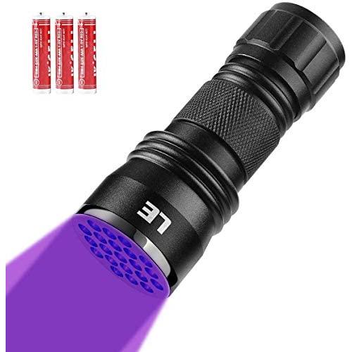 LE Small UV Flashlight, Portable Black Light with 21 LEDs, 395nm, Ultraviolet Light Detector for Invisible Ink Pens, Pet Dog Cat Urine Stain and more, AAA Batteries Included