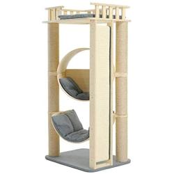 Cat Tower, Wooden Cat Condo, 3 Level Kitten Cat Tree, with Scratching Board & Post, Arched Pet Bed, Cozy Mat, Pet Furniture with Platform