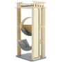 Cat Tower, Wooden Cat Condo, 3 Level Kitten Cat Tree, with Scratching Board & Post, Arched Pet Bed, Cozy Mat, Pet Furniture with Platform