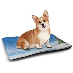 DayDayFun Ocean Cat Mat Sunrise on Waves Surfer Perspective Surreal Coastal Charm Sports Lifestyle Scene Pet Mat Waterproof Blue Pale Mauve