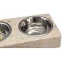Creative Home Champagne Pet Double Dish Round Corners with 2.0 Qt. Stainless Steel Bowls