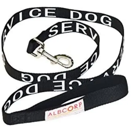 ALBCORP Padded Service Dog Leash - with Neoprene Handle - and Reflective Silk-Screen Print, 4 Foot, for Harnesses, Vests or Collars, Red/Black/Blue/Maroon ALBCORP Padded Service Dog Leash - with Neoprene Handle - and Reflective Silk-Screen Print, 4 Foot, for Harnesses, Vests or Collars, Red/Black/Blue/Maroon