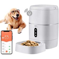 DoHonest Food Dispenser Automatic Dog Cat Feeder, 2.4G Wi-Fi Enabled APP with Voice Recorder for iOS and Android, Programmable Timer for up to 6 Meals per Day 6L Food Capacity, Dual Power Mode