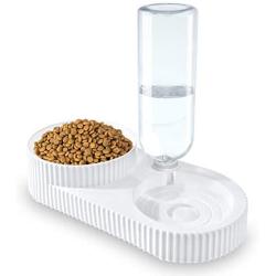 TENINYU 2 in1 Double Cat Bowls 500ml Pet Automatic Water Dispenser Detachable Cat Feeder Bowl No-Spill Pet Food Water Bowls for Cats and Small Dog