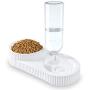TENINYU 2 in1 Double Cat Bowls 500ml Pet Automatic Water Dispenser Detachable Cat Feeder Bowl No-Spill Pet Food Water Bowls for Cats and Small Dog
