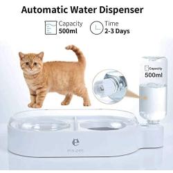 Meipire Dog Cat Double Bowls Automatic Cat Feeder and Water Dispenser, Pet Food and Water Feeder Bowls with Automatic Water Bottle for Small Large Dog Pets Puppy Kitten Rabbit