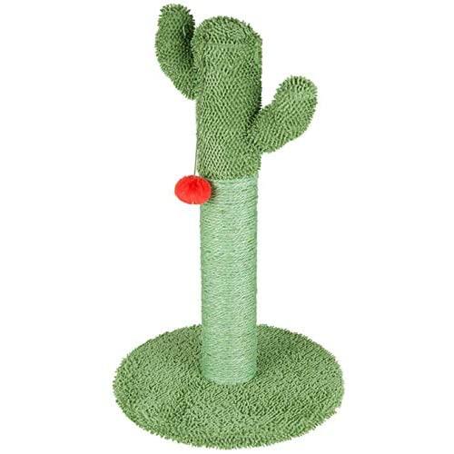 Moonshuttle Green Cactus Cat Scratching Post with Red Ball for Cat, Kitten, Sisal Scratching Pole cat Scratcher Cactus Furniture Decor