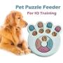 UUME Multifunction Interactive Slow Feeding Educational Dog Puzzle Platter Dog Bowl Training Treat Pet Food Dispenser(Footprint Blue)