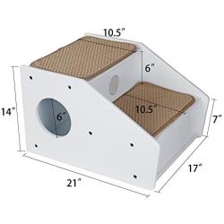 Petsfit Wooden Pet/Cat/Dog Stairs/Steps for Elderly Cat/Dogs with Short Legs and Long Body