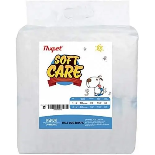 Thxpet Disposable Dog Wraps for Male Dogs ,Male Dog Wrap Urine Show Design ,Super Absorbent Leak-Proof 30 Count (M) Thxpet Disposable Dog Wraps for Male Dogs ,Male Dog Wrap Urine Show Design ,Super Absorbent Leak-Proof 30 Count (M)
