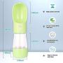 ARQFSMY Water Bottle for Cat and Dog, Portable Pet Multifunctional 8.7oz Water Dispenser, and 6.8oz Food Store Bowl, for Outdoor Walking or Travel, Light Food Grade Plastic
