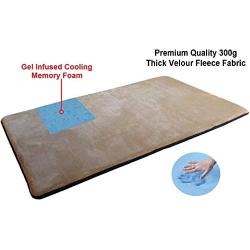 Dogbed4less Premium Gel-Infused Memory Foam Pet Mat with Velour Fleece Topper for Medium to Extra Large Dogs - Anti-Slip Waterproof Bottom