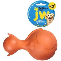 JW Pet Company Ruffians Fish Dog Toy, Large (Colors Vary)