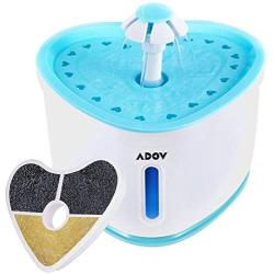 ADOV Pet Water Fountain, 2.5L Indoor and Outdoor Automatic Electric Pet Drinking Dispenser with Replaceable Carbon Filter, Super Quiet Portable Flower Style Hygienic Water Bowl for Cats, Dogs