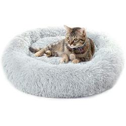 YITO Cat Beds for Indoor Cats, 20'' & 24'' Cat Bed Round Donut Cuddler Dog Bed for Small Dogs Fluffy Pet Sofa Cushion for Snuggle Puppy Washable Soft Plush Marshmallow Dog Cat Bed Warming