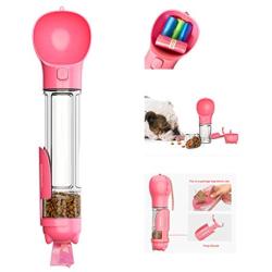 Portable Pet Dog Go Out Multi-Purpose Water Bottle, with Garbage Storage Bag and Dog Food Container, Used for Puppies, Cats and Other Animals Walking in The Park
