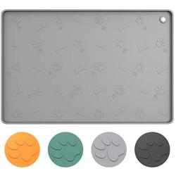 ME.FAN Dog Food Mat[24''x16''] Large Pet Food Mat - Nonslip Silicone Dog Bowl Mat - Washable Dog Feeding Mat for Food and Water, Waterproof Dog Food Mats for Floors