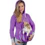 Pet Pouch Hoodie Small Pet Carrier - Dog Cat Pouch Hoodie Sweatshirt Kangaroo Pocket Holder - No Ears - Womens Fit