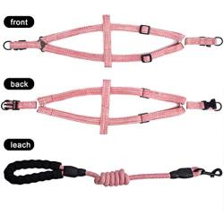 Step-in Dog Harness and Leash,Easy Walking No Pull Pet Vest Harnesses with Handle,Adjustable Buckle Heavy Duty Dogs Halter Lead Set for Puppy,Small,Medium Dogs,Large Breed,Outdoor Training,Pink S