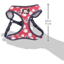 Coastal - Ribbon - Designer Wrap Adjustable Dog Harness, Red with Paws, 3/8'' x 14''-16''