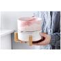 Cat Ceramic Bowl Pet Solid Wooden Frame Cat Drink Water Bowl Dog Food Basin Dog Bowl Ragdoll Food Bowl Cat Supplies (Pink)