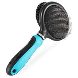 Mile High Life Slicker Double Sided Grooming Brush |Small Medium Dogs and Cats | Long and Short Haired Pet | Blue and Pink Color | Flexible Handle for Different Surface Angles