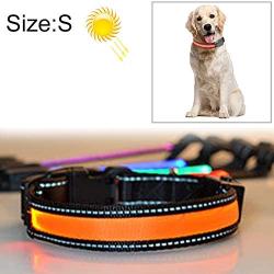 Chenyouwen Pet Toys Great Medium and Large Dog Pet Solar + USB Charging LED Light Collar, Neck Circumference Size: S, 35-40cm(Orange) (Color : Orange)