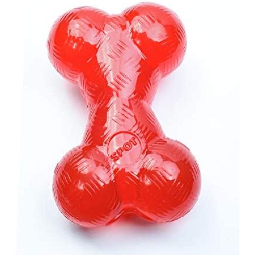 Ethical Pets SPOT Play Strong Medium Bone 5.5” | Dog Toys For Aggressive Chewers | Indestructible Dog Toys | Bone | Chew Toys For Aggressive Dogs | Interactive Dog Toy | Dog Chew Toys For Aggressive Chewers, Red (54004)
