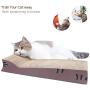 AMZNOVA Cat Shaped Scrathing Pad, Strong Durable Scratcher Cardboard Lounge, Kitty Scratch Toy with Catnip, Small, Coffee