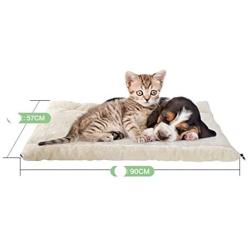 UMALL 2 in 1 Warm Bed Fleece Padding for Cats Kennel Indoor Soft Cushion Mats Square