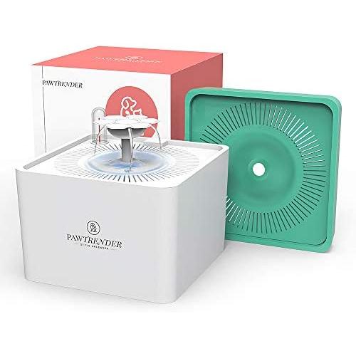 Cat Fountain,74oz/2.2L Cat Flower Fountain with 2 Flow Settings,Healthy and Hygienic Cat Automatic Water Dispenser Super Quiet with 1 Filter & 1 Green Cover Replacement Mat for Dogs,Cats,Multiple Pets