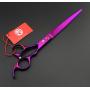Purple Dragon 8.0 inch Professional Pet Grooming Scissors,Dog Straight Shear, Thinning/Blending Scissor & 2 PCS Curved Shear with Bag