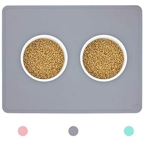 Ptlom Pet Placemat for Dog and Cat, Mat for Prevent Food and Water Overflow, Suitable for Medium and Small Pet,Silicone, 18'' 14''