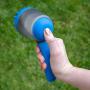 S&T INC. Soap Dispensing Shampoo Brush for Bathing and Grooming Pets, Massaging Rubber Bristles with Easy Grip Handle for Dogs and Cats, Blue (517601)