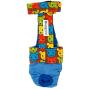 Barkertime Premium Waterproof Dog Diaper Overall - Made in USA - Happy Kitty Face on Blue Escape-Proof Waterproof Premium Dog Diaper Overall