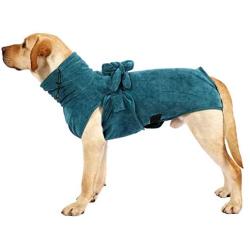 Dog Bathrobe Towel Gown Ultra Light Luxury Soft Super Absorbent Quick Drying Easy Wear with Adjustable Strap Belt Comfortable Bath Robe Dog Pajama