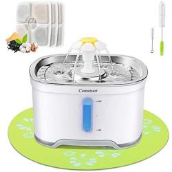 Comsmart Cat Water Fountain, Stainless Steel Intelligent Auto Power Off Pet Fountain Drinking Dog Water Fountain Recirculating 85 Ounce/2.5 Liters Automatic Drinking Water Dispenser