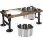 MyGift Rustic Wood and Industrial Metal Double Pet Dog Cat Feeder with Stand MyGift Rustic Wood and Industrial Metal Double Pet Dog Cat Feeder with Stand