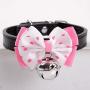Pet Toys Great 2 PCS Dog Bow Crown Pendant Silent Bells Cat Collar Pet Collar, Size:M(Blue) (Color : Red)