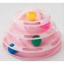 ikjuh Cat Turntable Toys Interactive Round Pet Toys 4 Layers Plastic Ball Rocking Roller for Cats Kitten IQ Training Puzzle Track Tower with Balls (Pink)