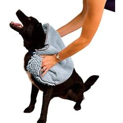 Soggy Doggy Super Shammy Grey One Size 31'' x 14'' Microfiber Chenille Dog Towel with Hand Pockets