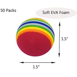 50 Pack Coloured Foam Cat Toys Balls Soft EVA Foam Rainbow Balls Interactive Cats Small Dogs Toys (1.5'')